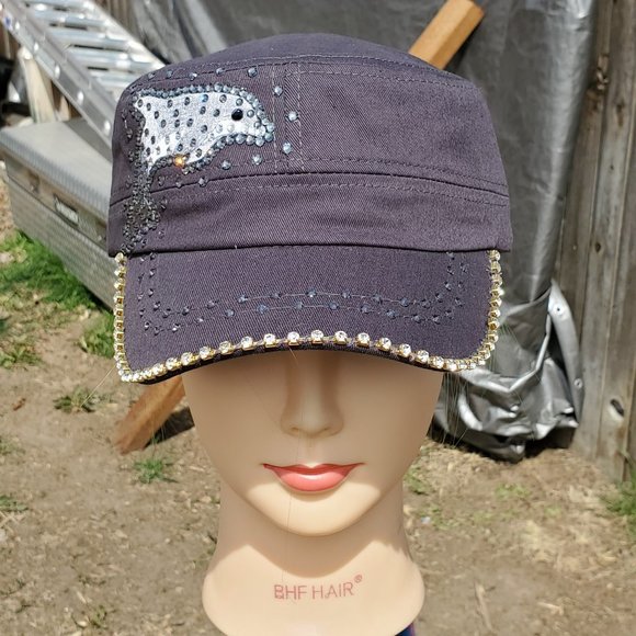 Ladies Gray Dolphin BLING Hat NEW - Picture 2 of 4